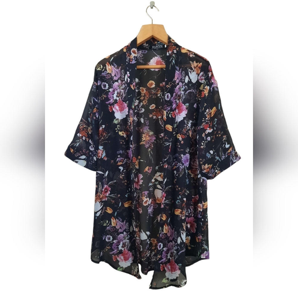 Sheer Floral Kimono Boho Bohemian 70s Hippie
